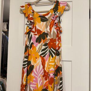 Loft Tropical Floral A-Line Dress